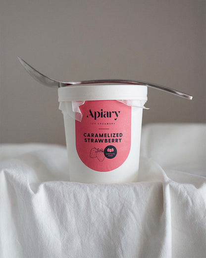 Caramelized Strawberry Ice Cream | Homemade Ice Creamery | Apiary Singapore