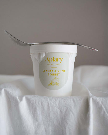 Lychee & Yuzu Sorbet Ice Cream | Homemade Ice Creamery | Apiary Singapore